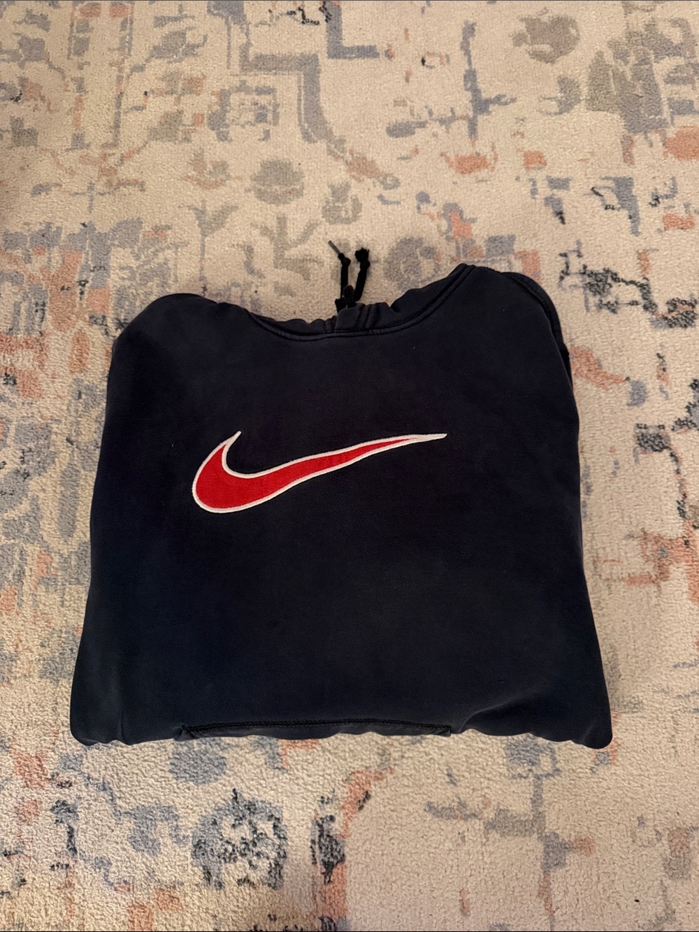Nike Men’s Black Crewneck Sweater with Red Swoosh